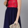 Pink Taffeta Jacquard N Navy Blue Dress Festive Wear