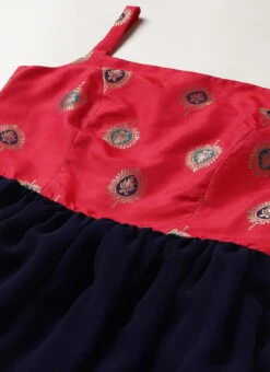 Pink Taffeta Jacquard N Navy Blue Dress Festive Wear 12 Pink Taffeta Jacquard N Navy Blue Dress Festive Wear -Indo Clothing Shop Pink Taffeta Jacquard N Navy Blue Dress DRBS02205006 rrc1