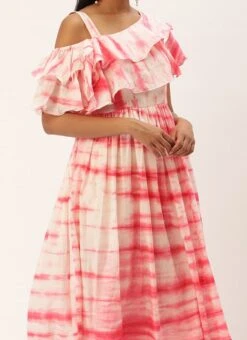 Pink Tie N Dye Ruffled Dress After Six Wear