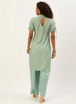 Printed Blue Rayon Kurta Set Work Wear Festive Wear -Indo Clothing Shop Printed Blue Rayon Kurta set KSBS02209817 b