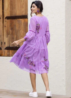 Purple Faux Chiffon Digital Print Fit And Flare Dress After Six Wear 7 Purple Faux Chiffon Digital Print Fit And Flare Dress After Six Wear -Indo Clothing Shop Purple Faux Chiffon Digital Print Fit And Flare Dress DRSSUF1305 b