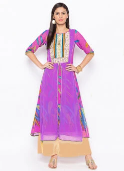 Purple Georgette Digital Printed Kurta Palazzo Set After Six Wear 6 Purple Georgette Digital Printed Kurta Palazzo Set After Six Wear -Indo Clothing Shop Purple Georgette Digital Printed Kurta Palazzo Set KRSMNC2076KS u
