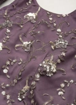 Purple Net Sequins Embroidered Layered Style Gown Wedding Wear -Indo Clothing Shop Purple Net Sequins Embroidered Layered Style Gown IWBS02211171 rrc1