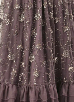 Purple Net Sequins Embroidered Layered Style Gown Wedding Wear -Indo Clothing Shop Purple Net Sequins Embroidered Layered Style Gown IWBS02211171 rrc4