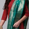 Rama Green Benarasi Silk Jacquard Woven Dupatta Festive Wear