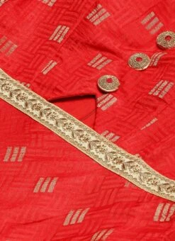 Red Art Silk Strap Neck Style Maxi Dress Festive Wear -Indo Clothing Shop Red Art Silk Strap Neck Style Maxi Dress DRBS02301108 rrc3