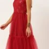 Red Georgette Embroidered Dress Festive Wear