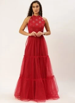Red Georgette Embroidered Dress Festive Wear 10 Red Georgette Embroidered Dress Festive Wear -Indo Clothing Shop Red Georgette Embroidered Dress DRBS02211138 u