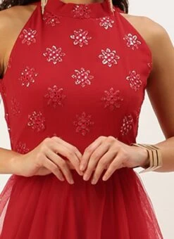 Red Georgette Embroidered Dress Festive Wear 12 Red Georgette Embroidered Dress Festive Wear -Indo Clothing Shop Red Georgette Embroidered Dress DRBS02211138 rrc1