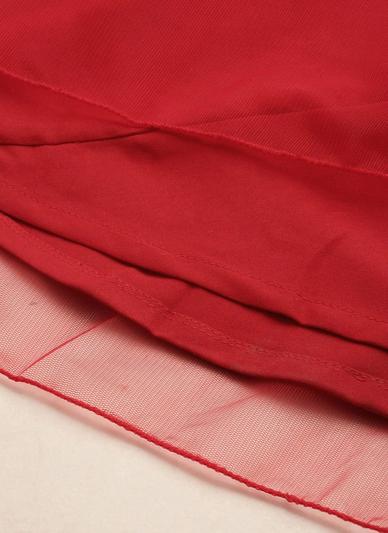 Red Georgette Embroidered Dress Festive Wear 8 Red Georgette Embroidered Dress Festive Wear - Image 8