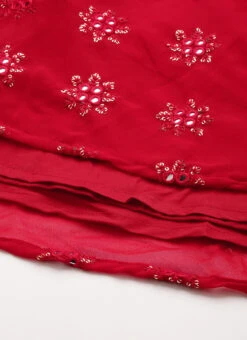 Red Georgette Embroidered One Shoulder Style Gown Party Wear -Indo Clothing Shop Red Georgette Embroidered One Shoulder Style Gown IWBS02209739 rrc4