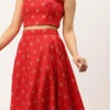 Skirt From Red Jacquard Crop Top N Skirt With Cape After Six Wear