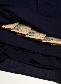 Royal Blue Embroidered One Shoulder Ruffle Gown Party Wear -Indo Clothing Shop Royal Blue Embroidered One Shoulder Ruffle Gown IWBS02301755 rrc4