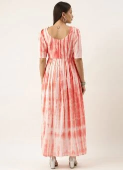 Rust Color Tie Dye Maxi Dress After Six Wear -Indo Clothing Shop Rust Color Tie Dye Maxi Dress DRBS02202354 b