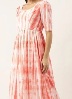 Rust Color Tie Dye Maxi Dress Festive Wear After Six Wear