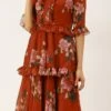 Rust Georgette Digital Printed Gown Festive Wear After Six Wear