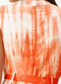 Rust Tie N Dye Cotton Collar Neck Jumpsuit After Six Wear -Indo Clothing Shop Rust Tie N Dye Cotton Collar Neck Jumpsuit DRBS02202401 rrc2 1