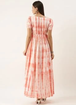 Rust Tie N Dye Dress After Six Wear -Indo Clothing Shop Rust Tie N Dye Dress DRBS02202393 b
