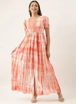 Rust Tie N Dye Dress After Six Wear -Indo Clothing Shop Rust Tie N Dye Dress DRBS02202393 u