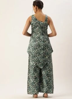 Top From Sage Green Art Silk Digital Printed Co Ords Set After Six Wear -Indo Clothing Shop Sage Green Art Silk Digital Printed Co Ords Set IWBS02210898 b 1