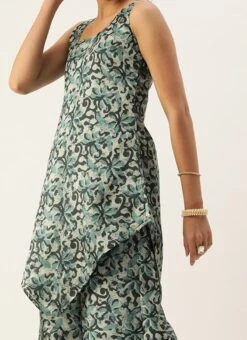 Top From Sage Green Art Silk Digital Printed Co Ords Set After Six Wear