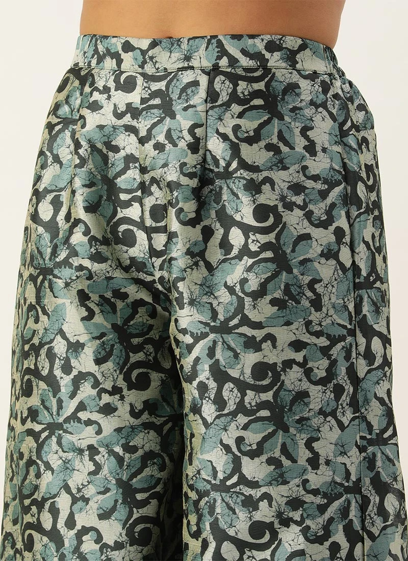 Bottom From Sage Green Art Silk Digital Printed Co Ords Set After Six Wear 7 Bottom From Sage Green Art Silk Digital Printed Co Ords Set After Six Wear - Image 7