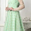 Sea Green Embroidered Layered Style Gown Wedding Wear