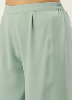 Sea Green Kurta With Wide Leg Pants Festive Wear -Indo Clothing Shop Sea Green Kurta With Wide Leg Pants KSBS02109739 rrc2