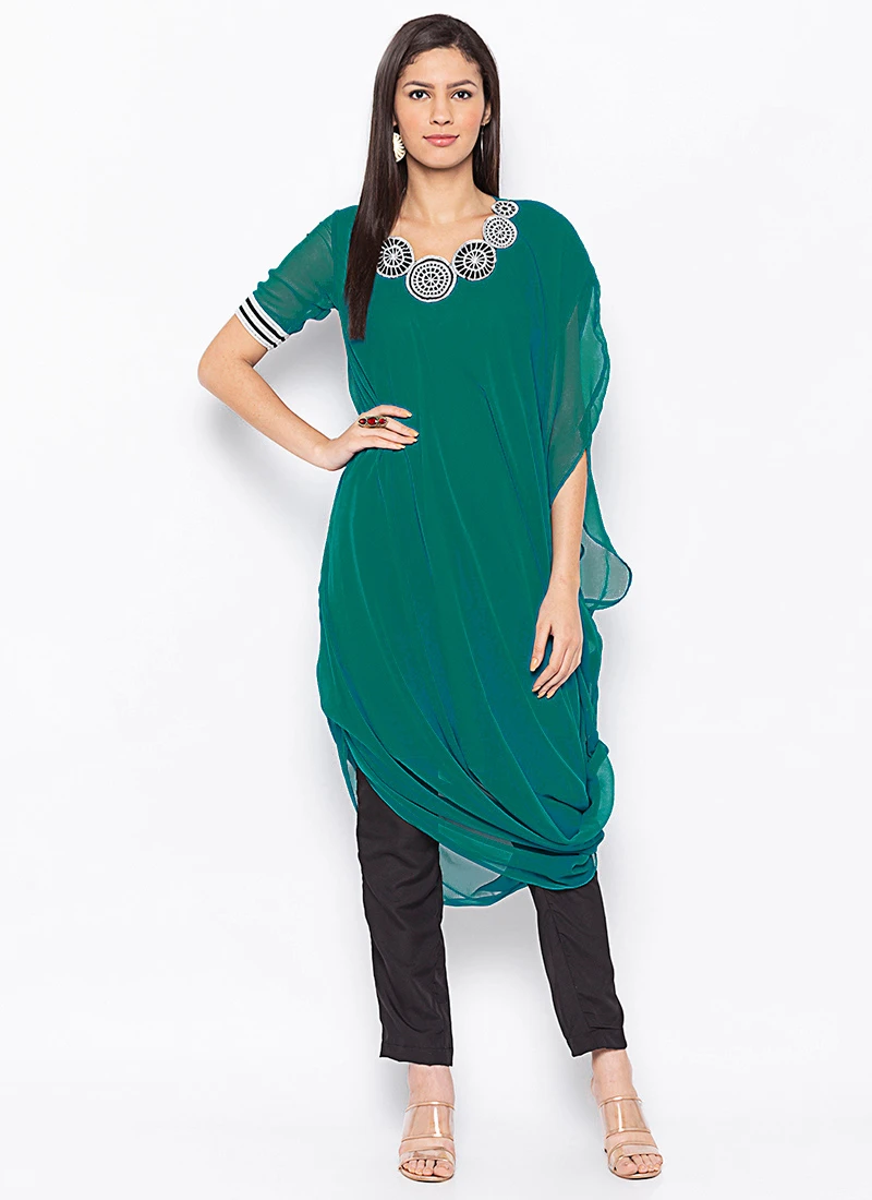 Sky Blue Georgette Embroidered Kurta Straight Pant Set After Six Wear 3 Sky Blue Georgette Embroidered Kurta Straight Pant Set After Six Wear - Image 3