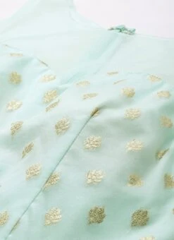 Sky Blue Organza Jacquard Dress Festive Wear -Indo Clothing Shop Sky Blue Organza Jacquard Dress DRBS02303569 rrc1