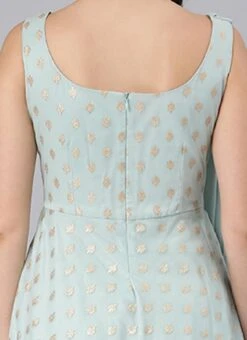 Sky Blue Organza Jacquard N Green Georgette Dress Wedding Wear -Indo Clothing Shop Sky Blue Organza Jacquard N Green Georgette Dress DRBS02205066 rrc2