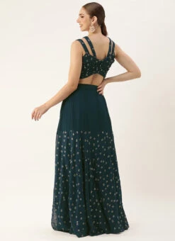 Skirt From Teal Blue Georgette Embroidered Co Ord Set After Six Wear 11 Skirt From Teal Blue Georgette Embroidered Co Ord Set After Six Wear -Indo Clothing Shop Teal Blue Georgette Embroidered Co ord Set IWBS02305160 b