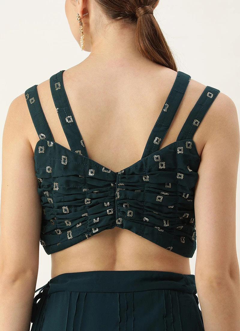 Skirt From Teal Blue Georgette Embroidered Co Ord Set After Six Wear 7 Skirt From Teal Blue Georgette Embroidered Co Ord Set After Six Wear - Image 7