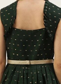 Teal Green Art Silk Cotton Jacquard Dress After Six Wear -Indo Clothing Shop Teal Green Art Silk Cotton Jacquard Dress DRBS02212464 rrc2