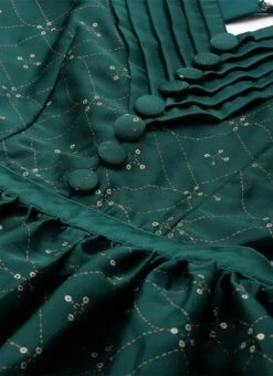 Teal Green Art Silk Foil Printed Maxi Dress Festive Wear -Indo Clothing Shop Teal Green Art Silk Foil Printed Maxi Dress DRBS02211113 rrc1