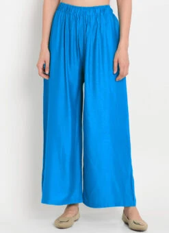 Turquoise Cotton Palazzo Pant Work Wear -Indo Clothing Shop Turquoise Cotton Palazzo Pant WBDMF646 b