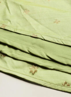 Pista Green High N Low Pleated Yoke Dress Festive Wear -Indo Clothing Shop Turquoise High N Low Pleated Yoke Dress DRBS02108657 rrc2