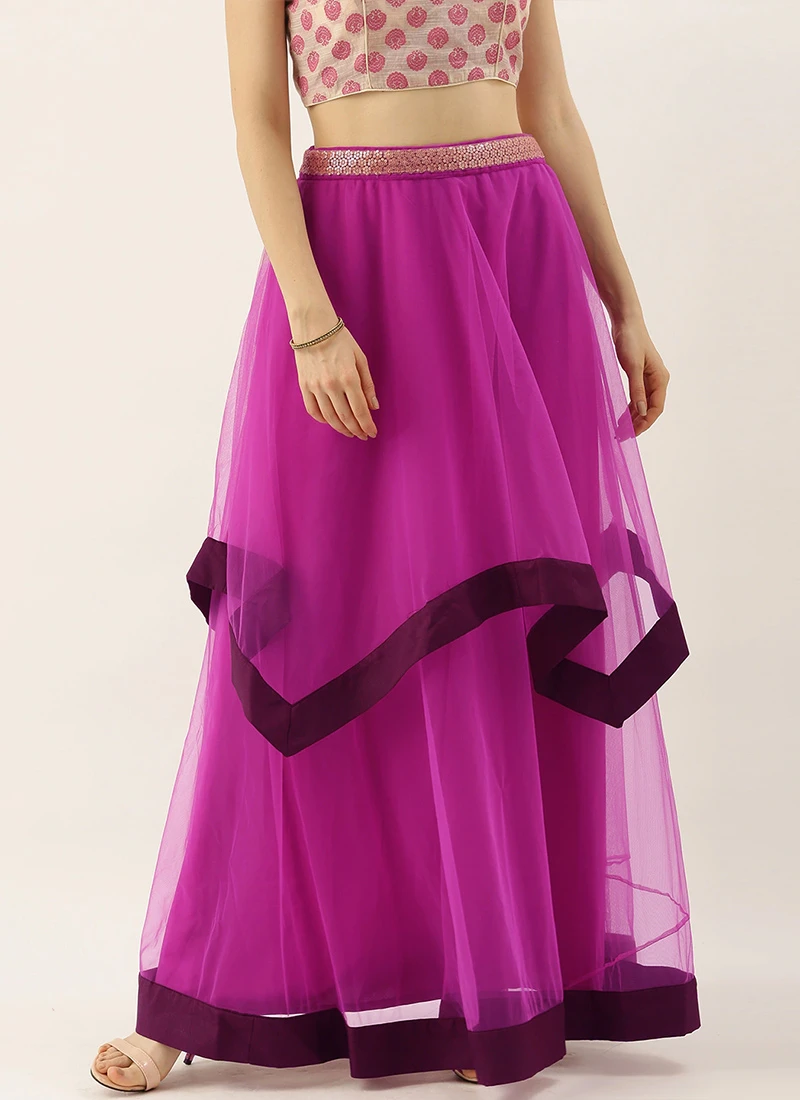Violet Net N Purple Handkerchief Skirt Festive Wear 1 Violet Net N Purple Handkerchief Skirt Festive Wear