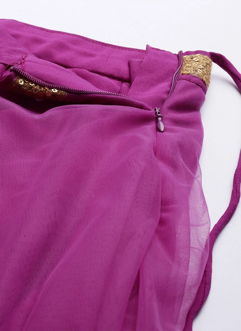 Violet Net N Purple Handkerchief Skirt Festive Wear 5 Violet Net N Purple Handkerchief Skirt Festive Wear - Image 5