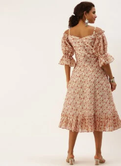 White Art Silk Digital Printed Maxi Dress After Six Wear -Indo Clothing Shop White Art Silk Digital Printed Maxi Dress DRBS02209823 b