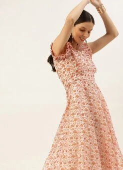 White Art Silk Printed Knife Pleated Style Dress After Six Wear -Indo Clothing Shop White Art Silk Printed Knife Pleated Style Dress DRBS02204842 rrc2