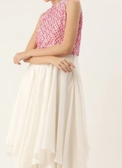 White Embroidered Halter Neck Gown Festive Wear