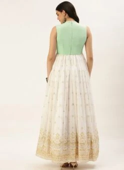 White Embroidered Pleated Style Gown Wedding Wear 11 White Embroidered Pleated Style Gown Wedding Wear -Indo Clothing Shop White Embroidered Pleated Style Gown IWBS02209734 b 1