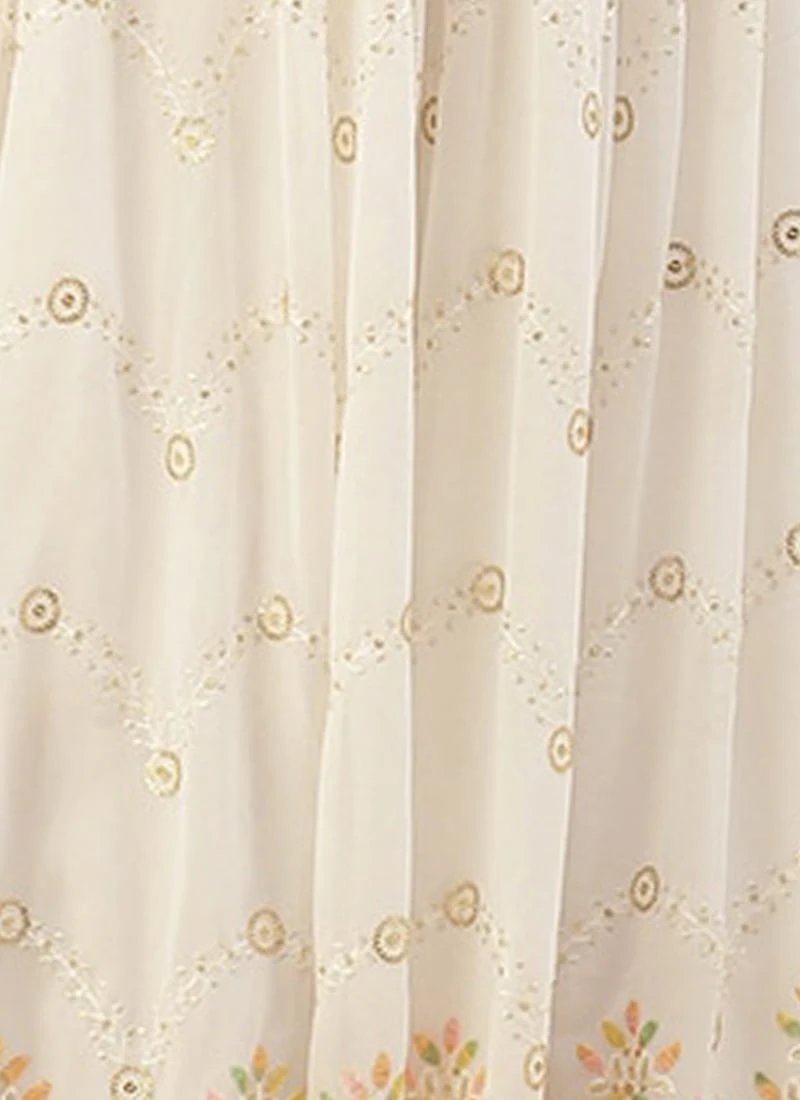 White Embroidered Pleated Style Gown Wedding Wear 7 White Embroidered Pleated Style Gown Wedding Wear - Image 7