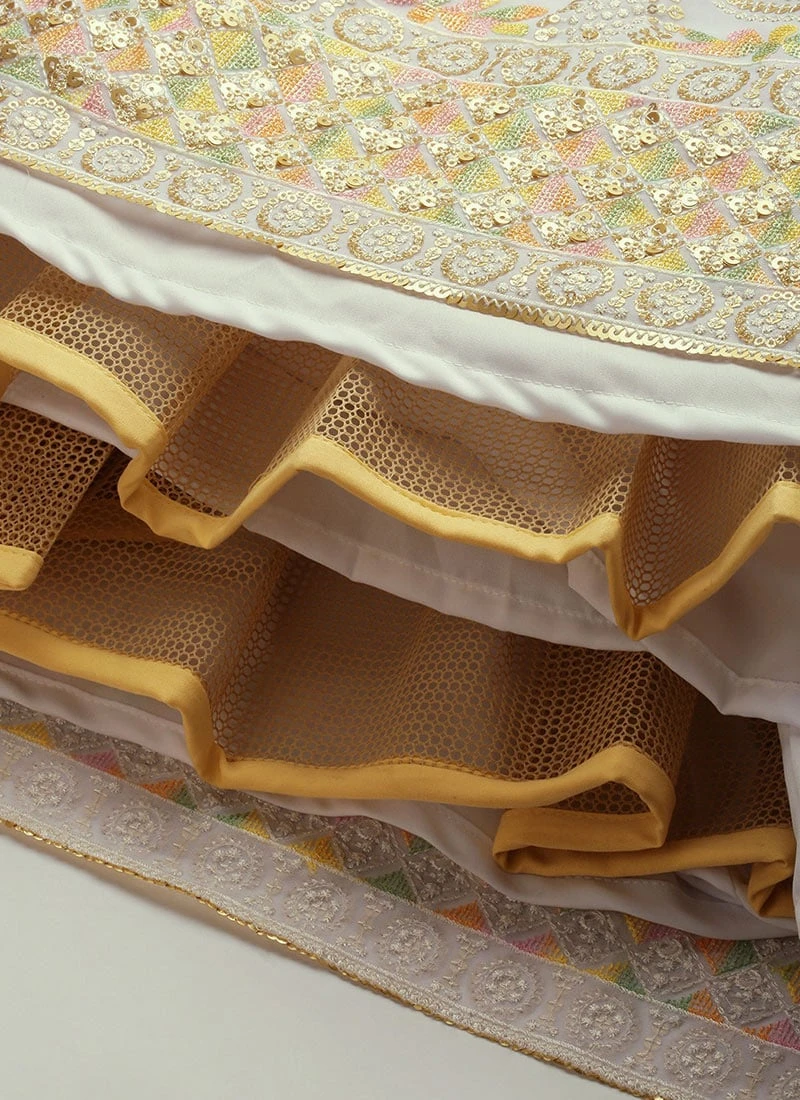 White Embroidered Pleated Style Gown Wedding Wear 8 White Embroidered Pleated Style Gown Wedding Wear - Image 8