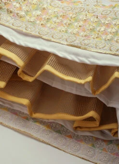 White Embroidered Pleated Style Gown Party Wear -Indo Clothing Shop White Embroidered Pleated Style Gown IWBS02209734 rrc4