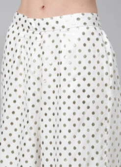 White Foil Print Knee Length Kurta Set Festive Wear -Indo Clothing Shop White Foil Print Knee Length Kurta Set KSBS02001245 rrc2