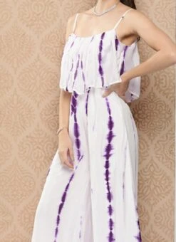 White Georgette Tie N Dye Jumpsuit After Six Wear