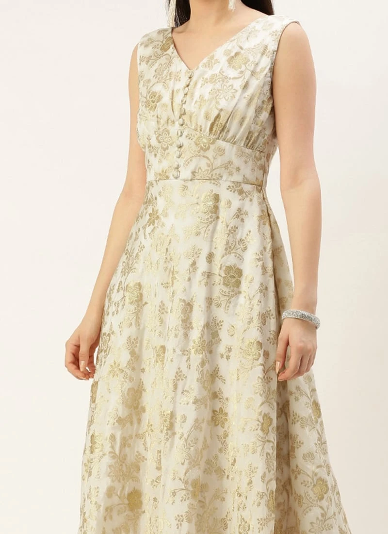 White Nylon Jacquard Festive Wear 1 White Nylon Jacquard Festive Wear