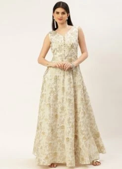 White Nylon Jacquard Festive Wear 10 White Nylon Jacquard Festive Wear -Indo Clothing Shop White Nylon Jacquard DRBS02301036 u